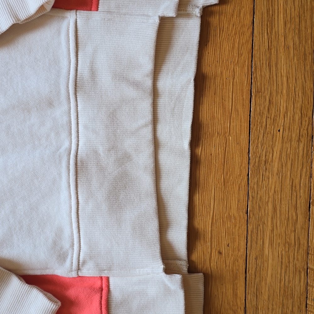 Evereve, Coral & Cream Colorblock Sweatshirt, Drop Shoulders, EUC, Women's S - Picture 9 of 12
